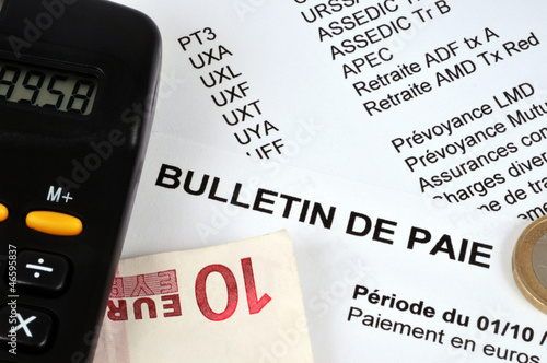 Photo: Un bulletin de paie Un bulletin de paie