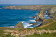 Carnewas and Bedruthan Steps North Cornwall England UK