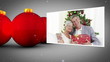 Red christmas balls and family's animation