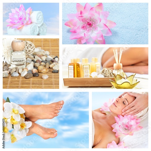 Photo: Beautiful Spa massage collage. Beautiful Spa massage collage.