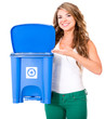 Woman encouraging to recycle