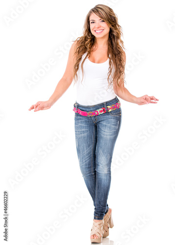 Photo: Woman holding imaginary objects Woman holding imaginary objects
