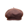 Brown beret close up, isolated on white.