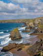 Carnewas and Bedruthan Steps North Cornwall England UK