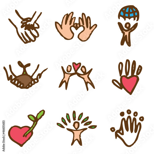 Vector: charity hand drawn icons in vector charity hand drawn icons in vector