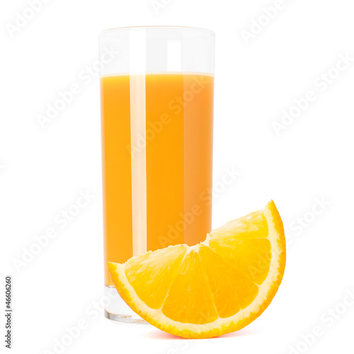 Photo: Juice glass and orange fruit Juice glass and orange fruit