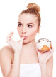 woman eating a bun