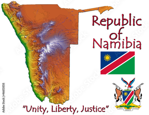 Vector: Namibia Africa national emblem map symbol motto Namibia Africa national emblem map symbol motto