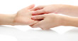 Hand massage, isolated on white