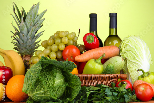 Photo: Composition with vegetables and fruits in wicker basket Composition with vegetables and fruits in wicker basket