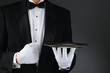 Photo: Waiter With Silver Tray Waiter With Silver Tray