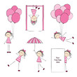 Set of cute girl characters