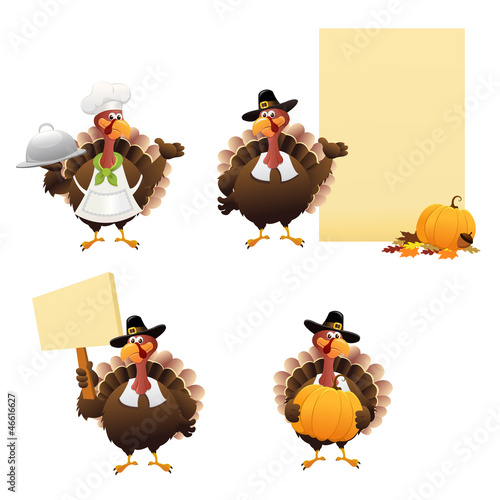 Vector: Thanksgiving Turkey Set Thanksgiving Turkey Set