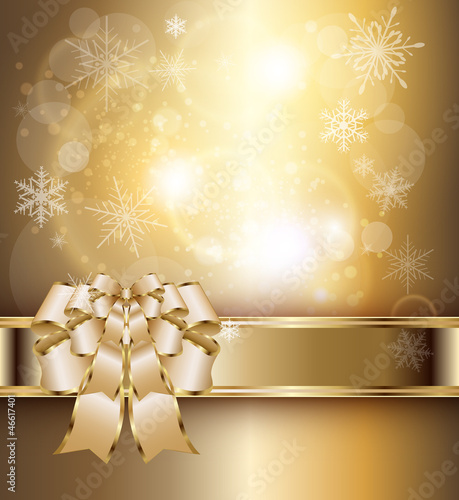 Vector: Abstract background with elegant gold banner and a bow Abstract background with elegant gold banner and a bow