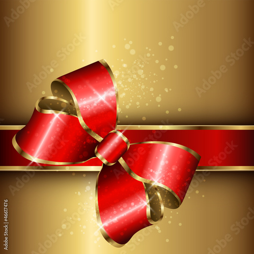 Vector: Abstract background gold with red elegant bow Abstract background gold with red elegant bow