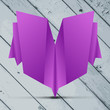 greeting origami card on the Grey painted wooden planks