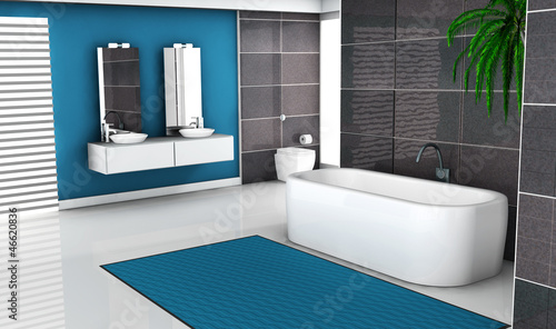 Illustration: Modern Blue Bathroom Modern Blue Bathroom