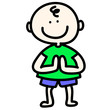 hand-drawn cartoon boy pay respect