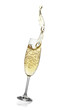 Flute with abstract splash of champagne.