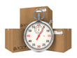 Stopwatch Over a Carton Boxes.