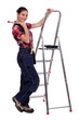 Painter posing with her supplies