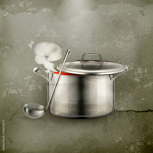 Vector: Hot soup, old-style Hot soup, old-style