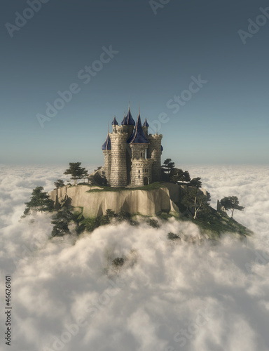 Photo: Castle on the mountain in the clouds Castle on the mountain in the clouds