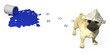 3D pug with toppled paint pot