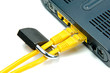 yellow lan line with key lock