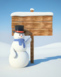 Snowman with billboard