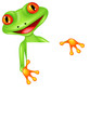 Funny frog cartoon with blank sign