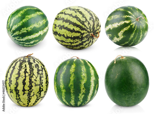 Photo: Set of watermelon fruits isolated on white background Set of watermelon fruits isolated on white background