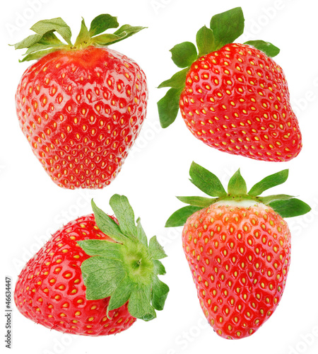 Photo: Set of strawberry fruits isolated on white background Set of strawberry fruits isolated on white background