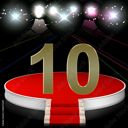 Illustration: Zahl 10 auf Bühne im Rampenlicht Zahl 10 auf Bühne im Rampenlicht