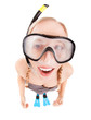 Silly snorkeler girl with mask fogging up