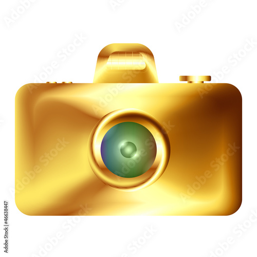 Vector: Blank golden photo camera isolated on white background, vector Blank golden photo camera isolated on white background, vector