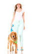 Summer woman walking her dog