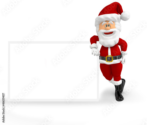 Illustration: 3D Santa with a banner 3D Santa with a banner
