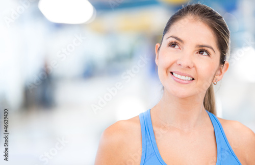 Photo: Thoughtful woman at the gym Thoughtful woman at the gym