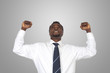 Attractive businessman celebrating a triumph