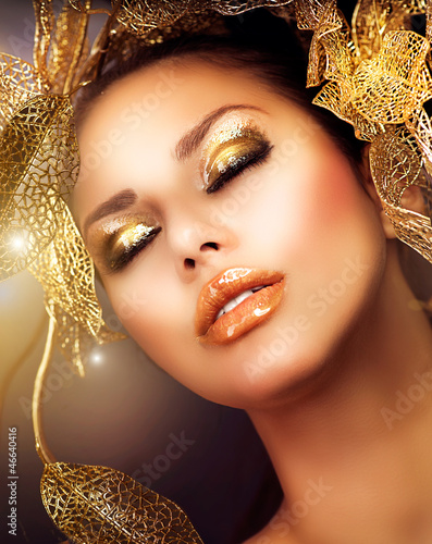 Photo: Fashion Glamour Makeup. Holiday Gold Makeup Fashion Glamour Makeup. Holiday Gold Makeup