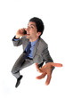 Peppy businessman talking on his mobile phone
