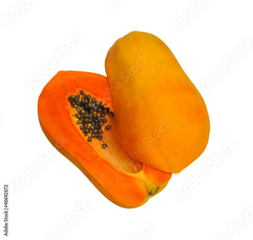 Photo: Sliced papaya isolated on a white background Sliced papaya isolated on a white background