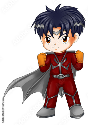 Illustration: Chibi style illustration of a superhero Chibi style illustration of a superhero