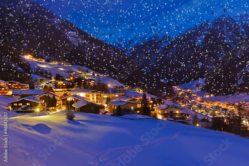 Photo: Mountains ski resort Solden Austria at sunset Mountains ski resort Solden Austria at sunset