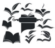 old books, parchment, poetry, literature and history symbols