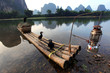 Boat with cormorants birds, traditional fishing in China use tra