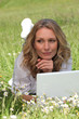Woman lying on the grass