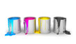 CMYK buckets isolated on white