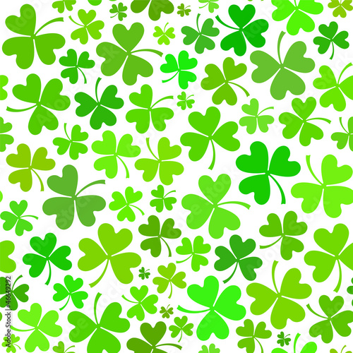 Vector: Light green seamless clover pattern on white background Light green seamless clover pattern on white background